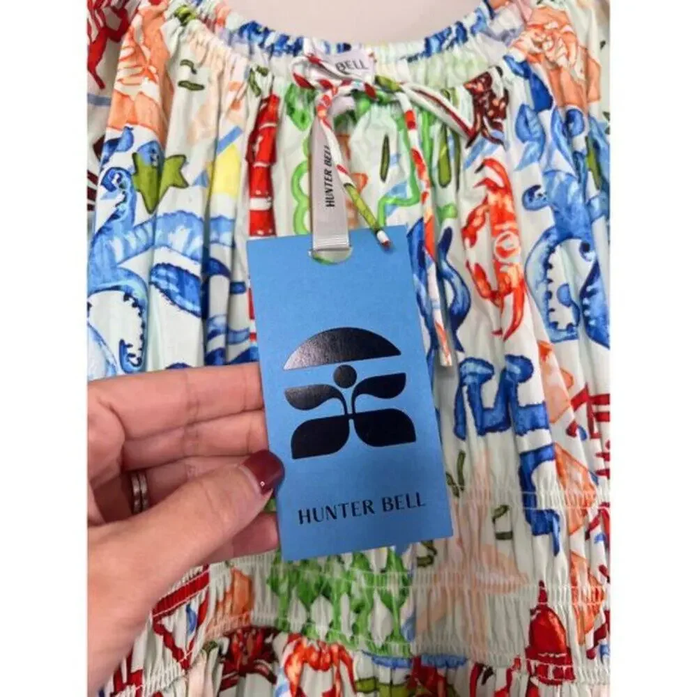 NWT Hunter Bell Scoop Neck Smocked Waist Bell Drew Mini Dress Surfside Size: 0 - Picture 4 of 8